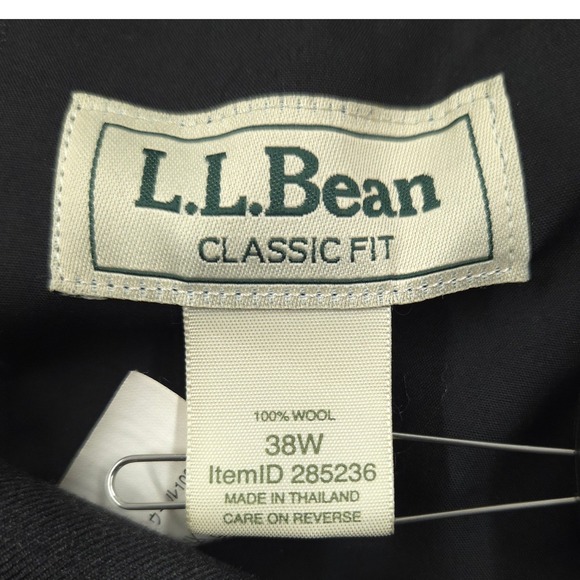 LL Bean Classic Fit 100% Wool Dress Pants Charcoal Gray Mens 38W 29L 38x29 - Picture 4 of 9